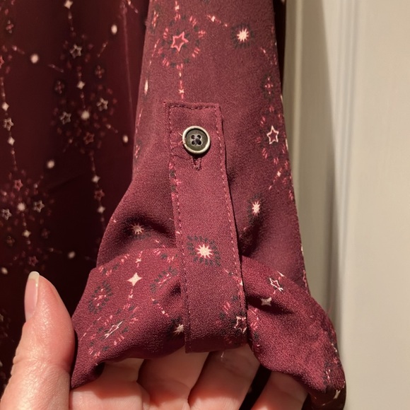 Maurices XL , roll tab sleeve, blouse. Deep wine color great condition. - Picture 2 of 5
